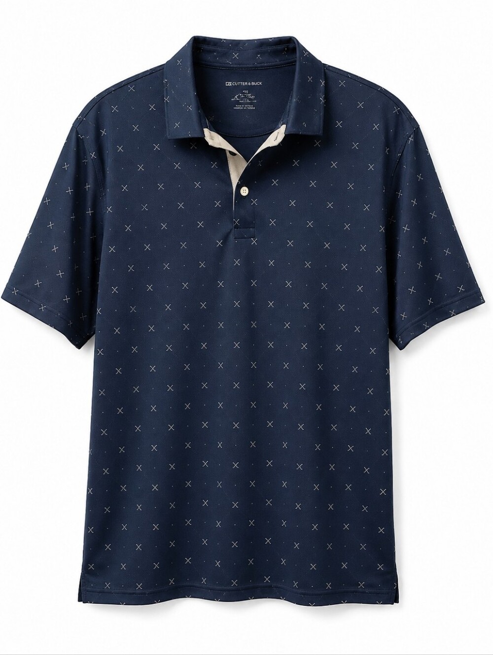 Nike Dri-FIT Men's Navy Golf Polo Shirt Cross Print Short Sleeve Size M Athletic